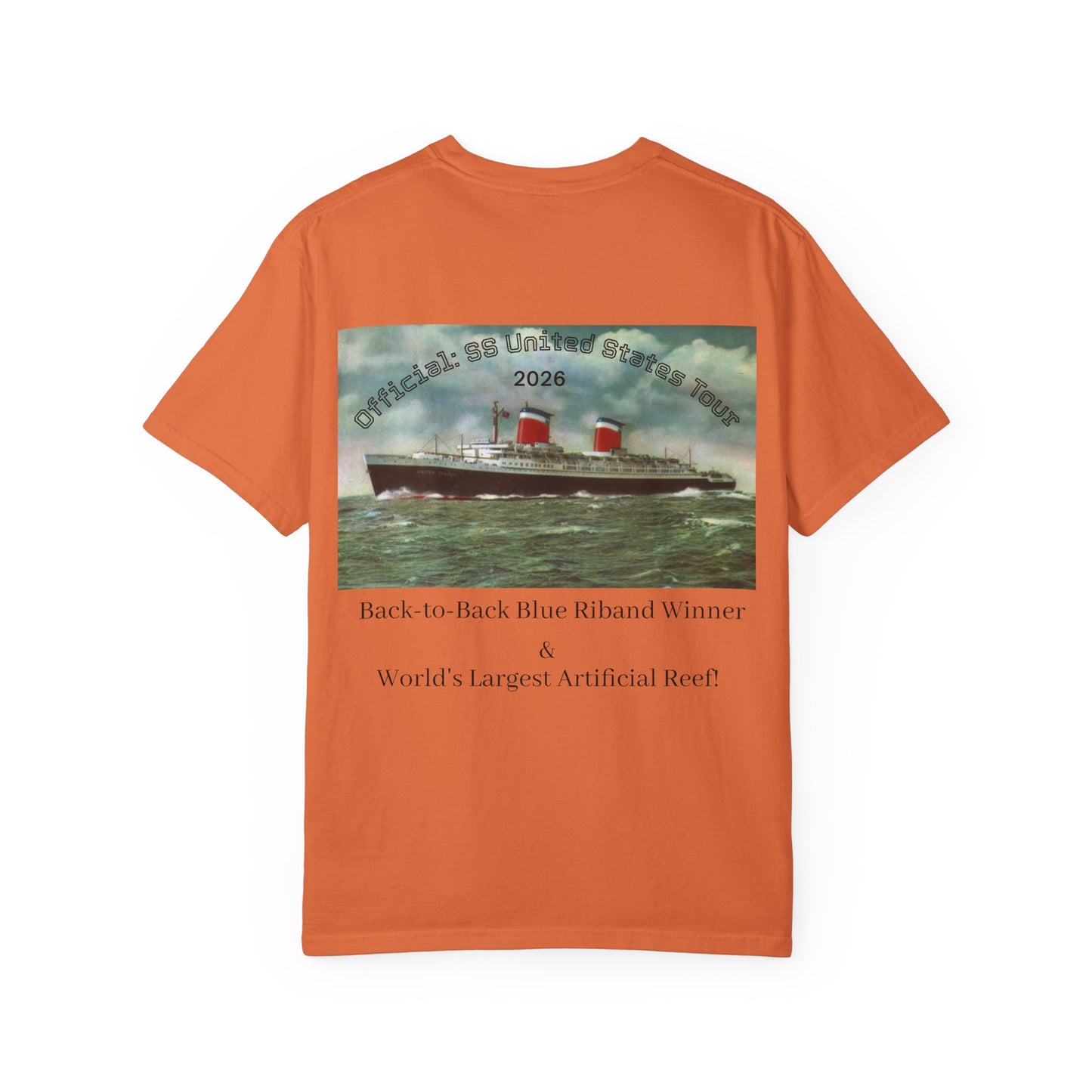 SS United States T-shirt - Largest Artificial Reef - Blue Riband Winner