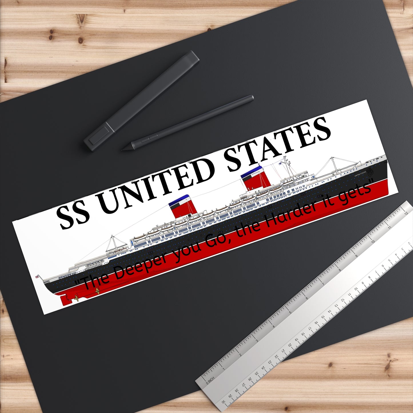 SS United States Bumper Sticker - Deeper you Go the harder it gets, funny
