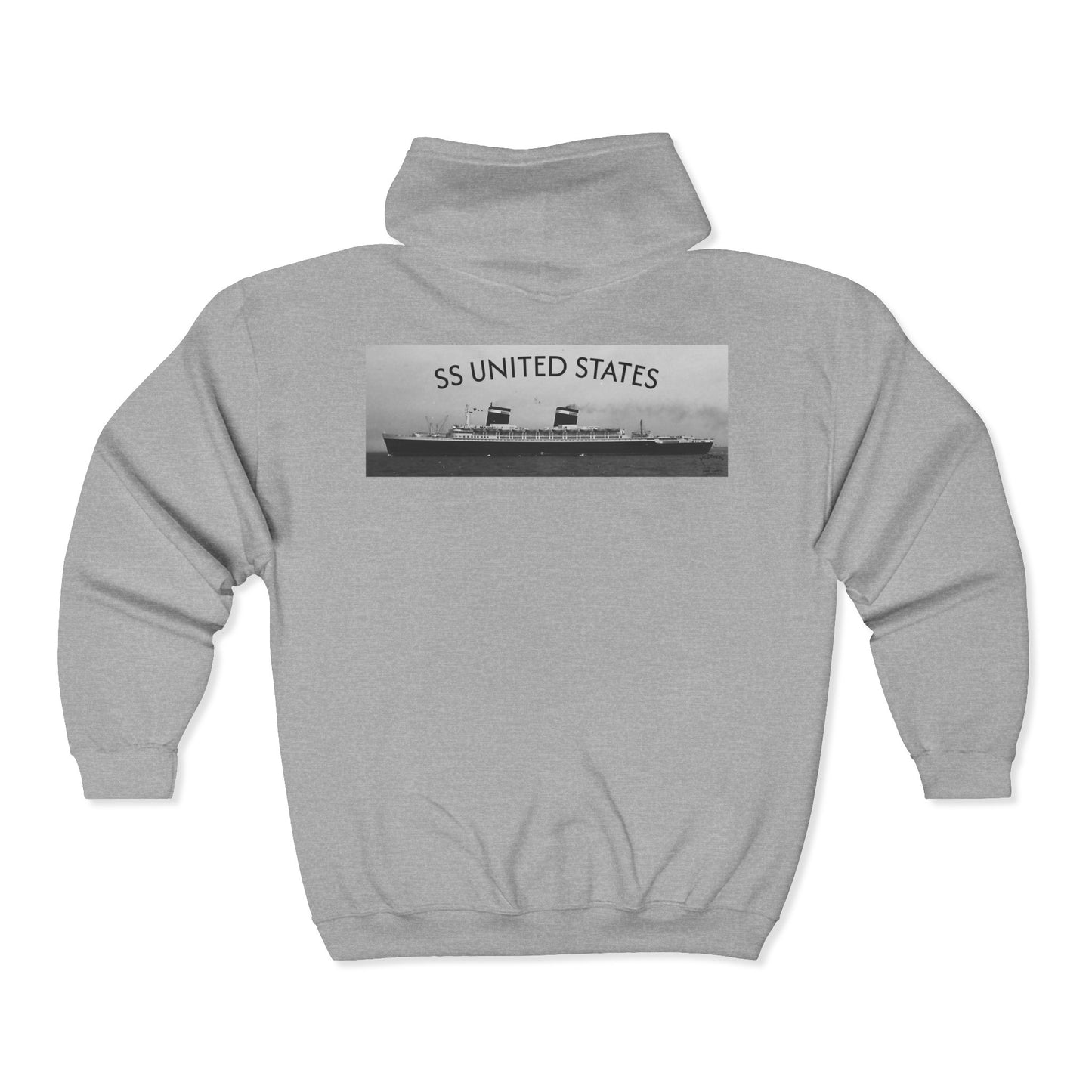 SS United States - Speed Queen to Sea Queen, Full Zip Hooded Sweatshirt, Discovery Dive World