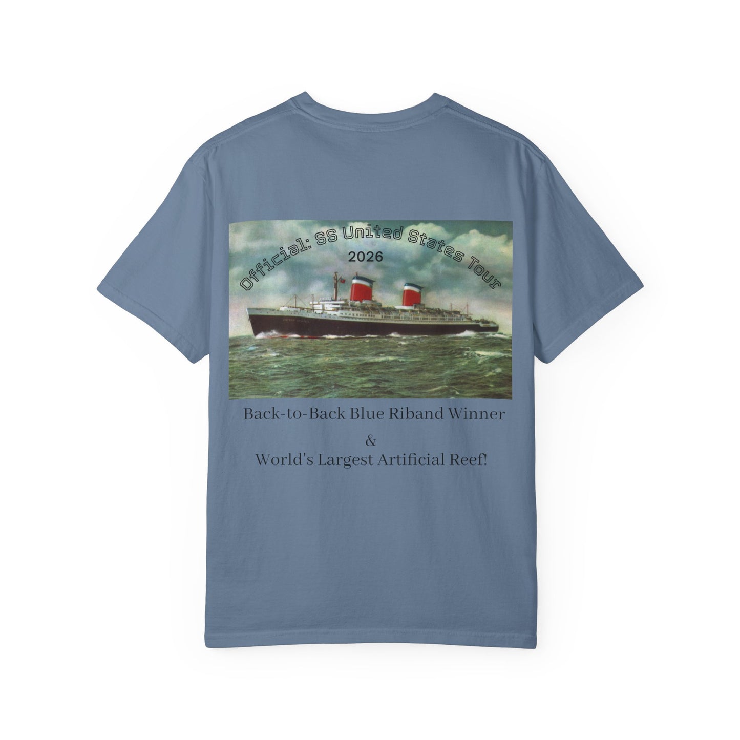 SS United States T-shirt - Largest Artificial Reef - Blue Riband Winner