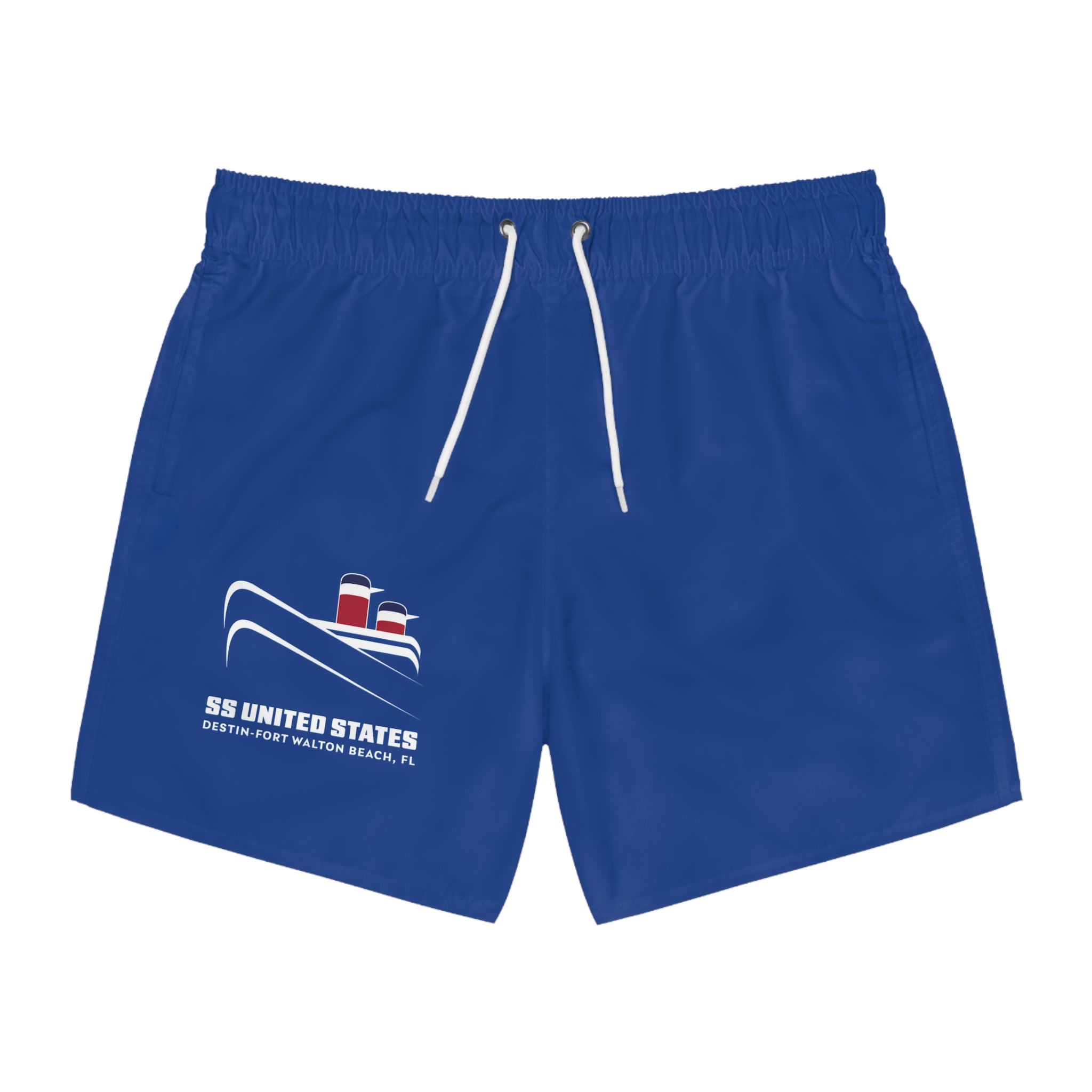 Nautical SS United States Swim Trunks — Vintage Ocean Liner Beach