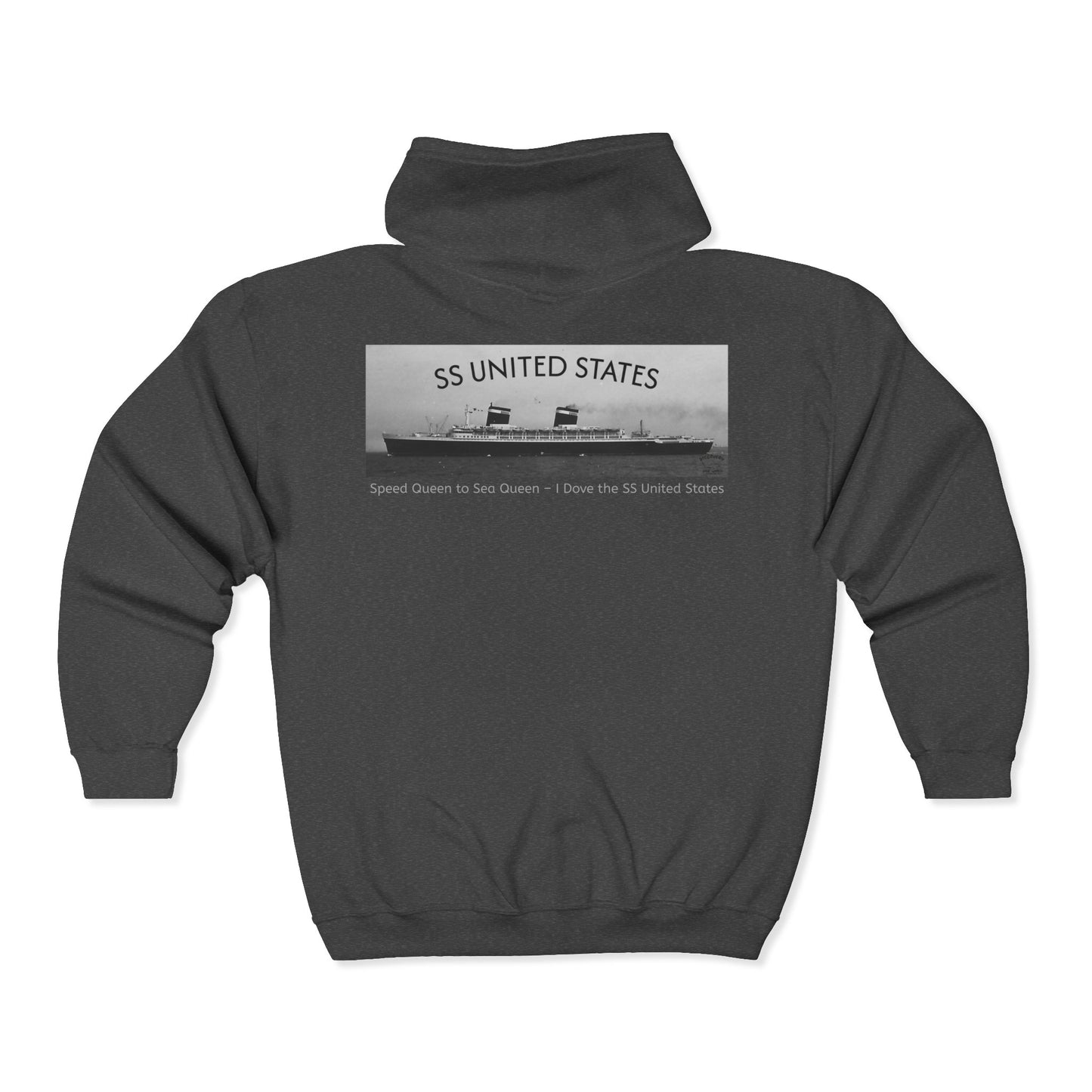 SS United States - Speed Queen to Sea Queen, Full Zip Hooded Sweatshirt, From Speed Queen to Sea Queen