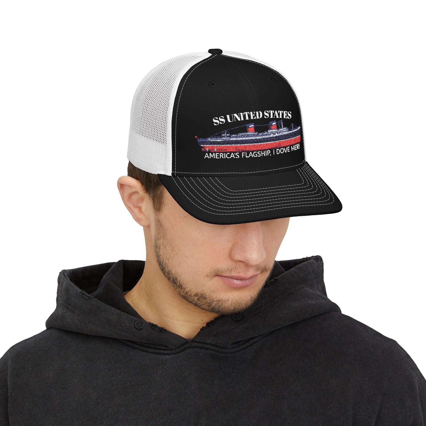 SS United States Trucker Cap - AMERICA'S FLAGSHIP, I DOVE HER!