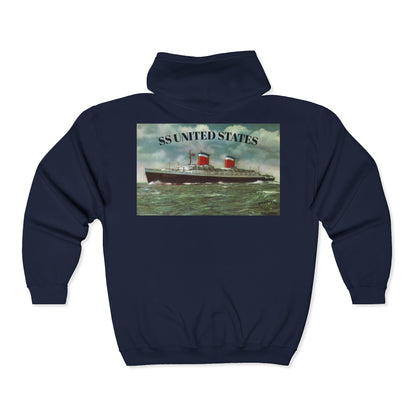 SS United States - Scuba Sweatshirt, Full Zip Hooded Sweatshirt