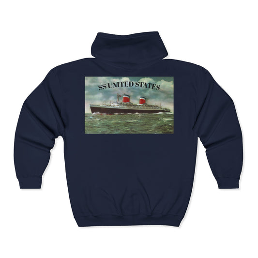 SS United States - Scuba Sweatshirt, Full Zip Hooded Sweatshirt
