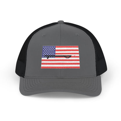 American Flag Embroidered Snapback Trucker Cap - Spearfishing Hat