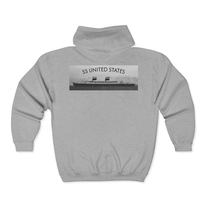 SS United States - Speed Queen to Sea Queen, Full Zip Hooded Sweatshirt, From Speed Queen to Sea Queen