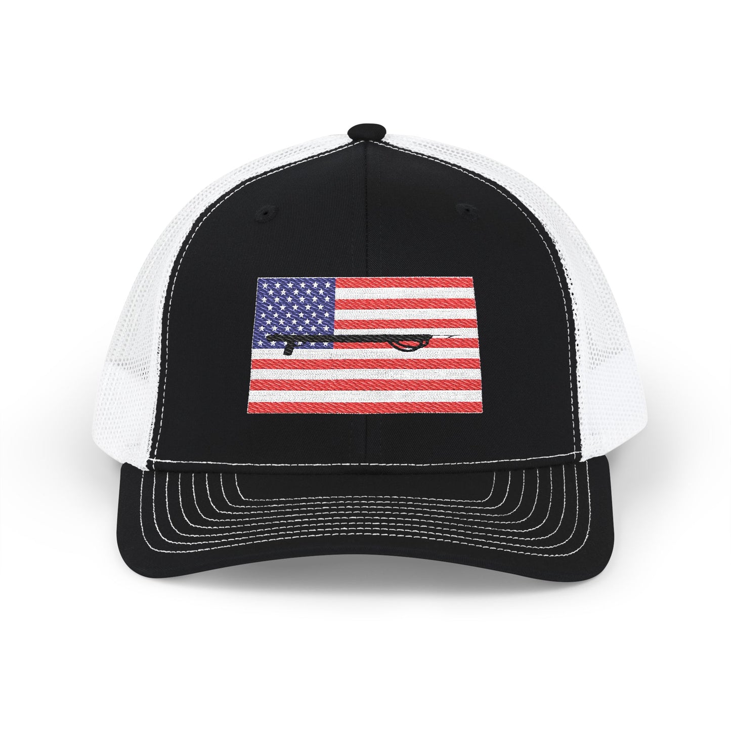 American Flag Embroidered Snapback Trucker Cap - Spearfishing Hat