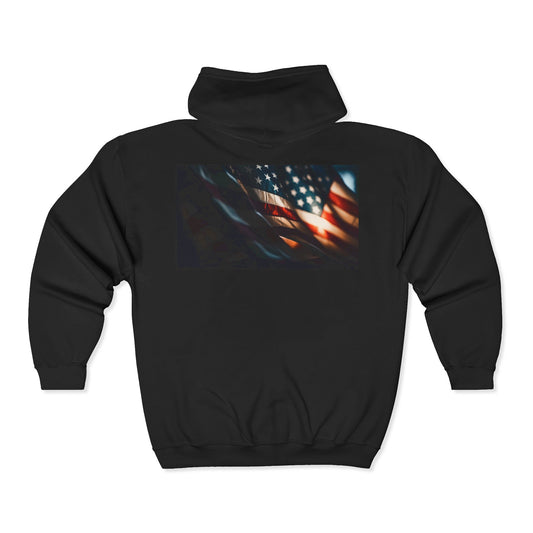 US Flag - Discovery Dive World - Full Zip Hooded Sweatshirt