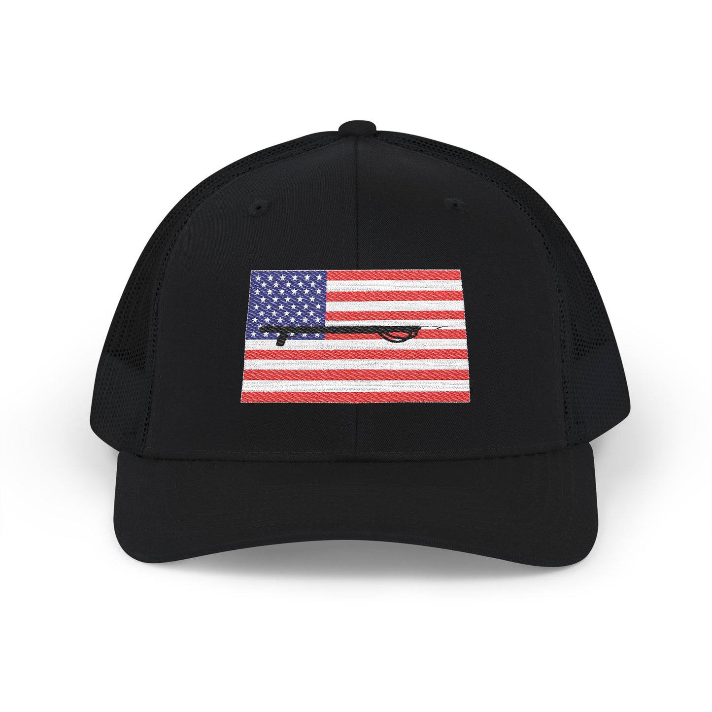 American Flag Embroidered Snapback Trucker Cap - Spearfishing Hat