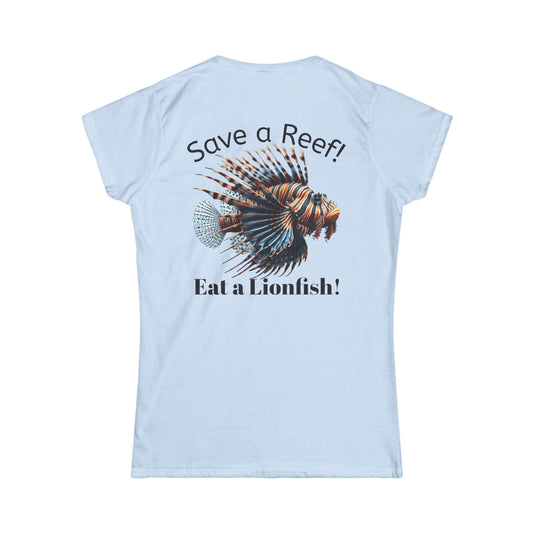 Women's Tee: Save a Reef! Eat a Lionfish - Scuba Flag