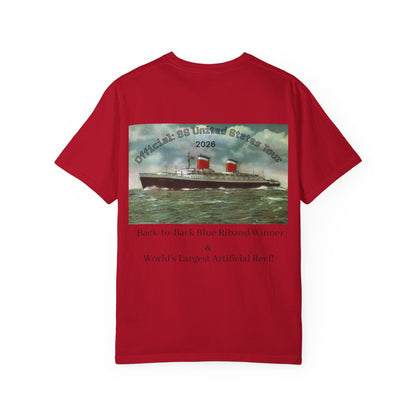 SS United States T-shirt - Largest Artificial Reef - Blue Riband Winner