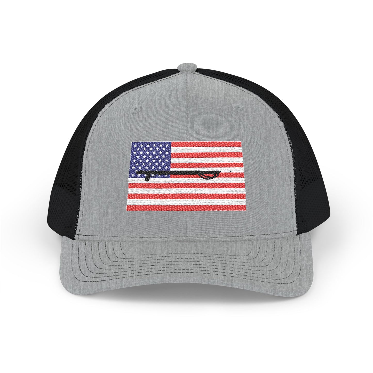American Flag Embroidered Snapback Trucker Cap - Spearfishing Hat