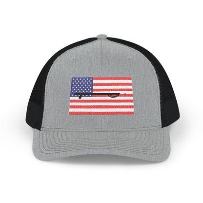 American Flag Embroidered Snapback Trucker Cap - Spearfishing Hat
