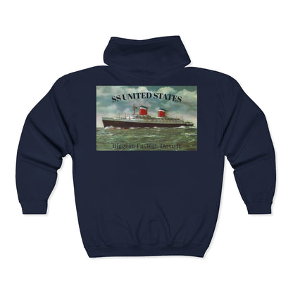 SS United States - Full Zip Sweatshirt. Biggest, Fastest, Dove It!