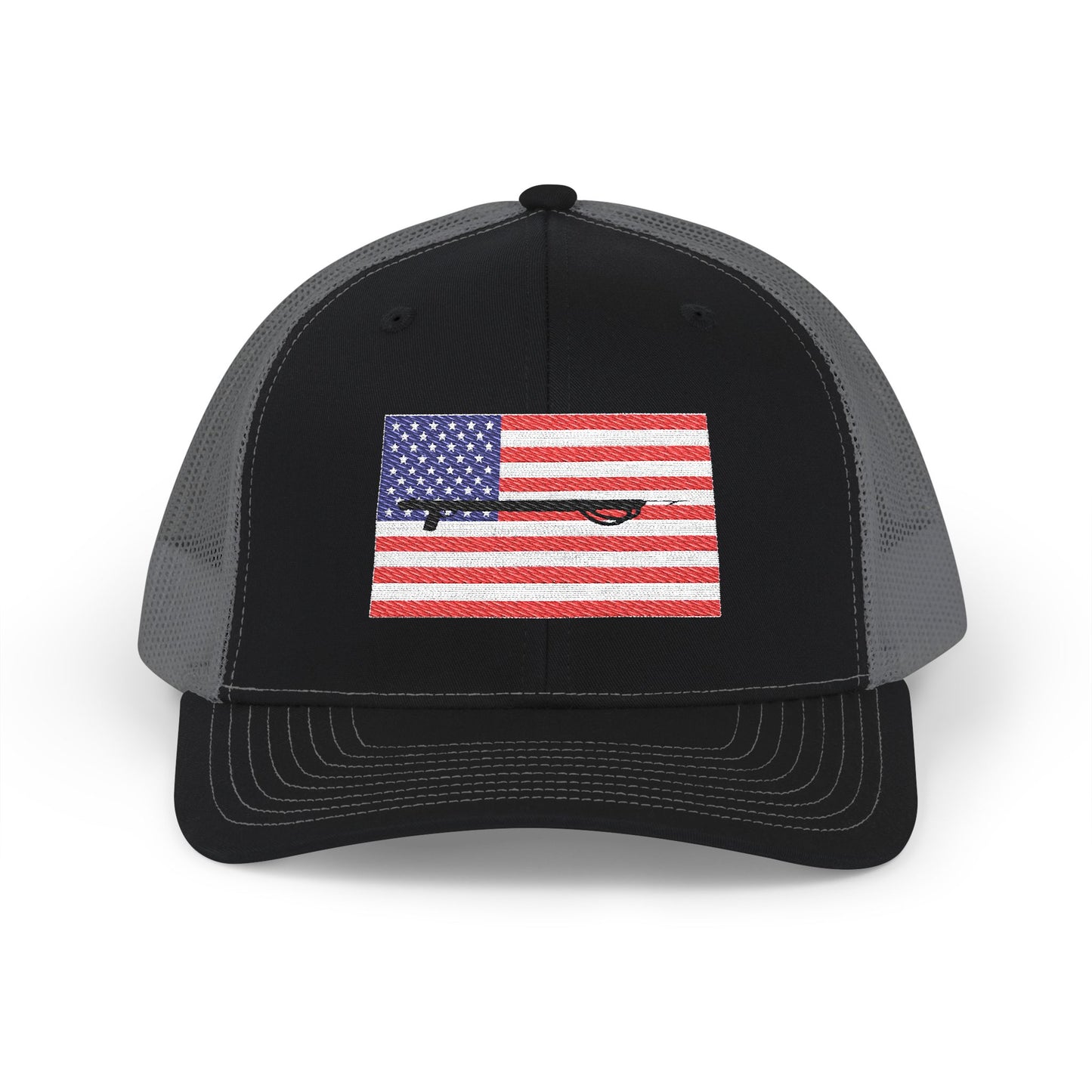 American Flag Embroidered Snapback Trucker Cap - Spearfishing Hat